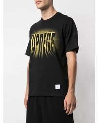 schwarzes bedrucktes T-Shirt mit einem Rundhalsausschnitt von Supreme