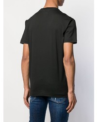 schwarzes bedrucktes T-Shirt mit einem Rundhalsausschnitt von DSQUARED2