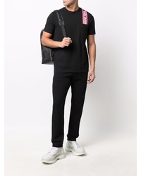 schwarzes bedrucktes T-Shirt mit einem Rundhalsausschnitt von Karl Lagerfeld