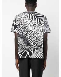 schwarzes bedrucktes T-Shirt mit einem Rundhalsausschnitt von Just Cavalli