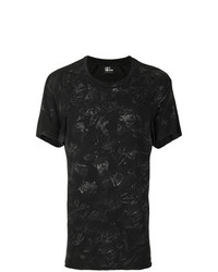 schwarzes bedrucktes T-Shirt mit einem Rundhalsausschnitt von Lost & Found Ria Dunn