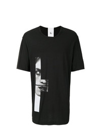 schwarzes bedrucktes T-Shirt mit einem Rundhalsausschnitt von Lost & Found Rooms