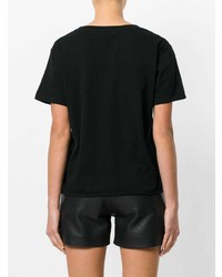 schwarzes bedrucktes T-Shirt mit einem Rundhalsausschnitt von Saint Laurent