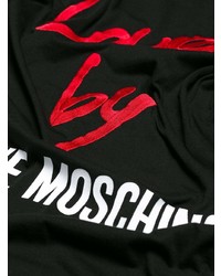 schwarzes bedrucktes T-Shirt mit einem Rundhalsausschnitt von Love Moschino