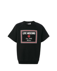 schwarzes bedrucktes T-Shirt mit einem Rundhalsausschnitt von Love Moschino