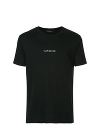schwarzes bedrucktes T-Shirt mit einem Rundhalsausschnitt von Loveless