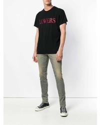 schwarzes bedrucktes T-Shirt mit einem Rundhalsausschnitt von Amiri