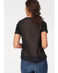 schwarzes bedrucktes T-Shirt mit einem Rundhalsausschnitt von LTB