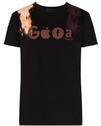 schwarzes bedrucktes T-Shirt mit einem Rundhalsausschnitt von LUEDE