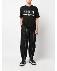 schwarzes bedrucktes T-Shirt mit einem Rundhalsausschnitt von Amiri