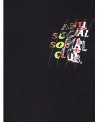 schwarzes bedrucktes T-Shirt mit einem Rundhalsausschnitt von Anti Social Social Club