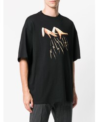 schwarzes bedrucktes T-Shirt mit einem Rundhalsausschnitt von Lanvin