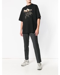 schwarzes bedrucktes T-Shirt mit einem Rundhalsausschnitt von Lanvin