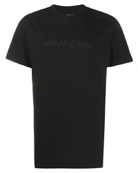 schwarzes bedrucktes T-Shirt mit einem Rundhalsausschnitt von Maharishi