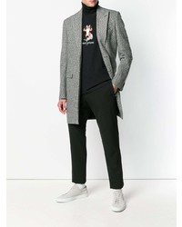 schwarzes bedrucktes T-Shirt mit einem Rundhalsausschnitt von MAISON KITSUNÉ