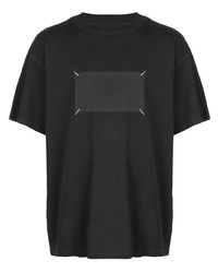 schwarzes bedrucktes T-Shirt mit einem Rundhalsausschnitt von Maison Margiela