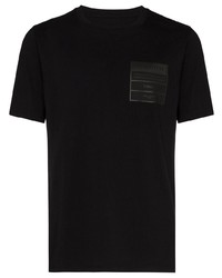 schwarzes bedrucktes T-Shirt mit einem Rundhalsausschnitt von Maison Margiela