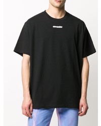 schwarzes bedrucktes T-Shirt mit einem Rundhalsausschnitt von Off-White