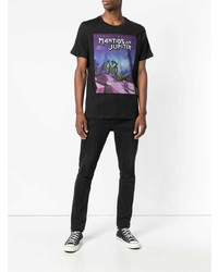 schwarzes bedrucktes T-Shirt mit einem Rundhalsausschnitt von Frankie Morello