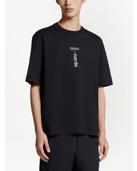 schwarzes bedrucktes T-Shirt mit einem Rundhalsausschnitt von Zegna