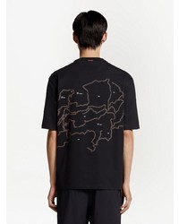 schwarzes bedrucktes T-Shirt mit einem Rundhalsausschnitt von Zegna