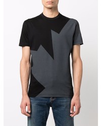 schwarzes bedrucktes T-Shirt mit einem Rundhalsausschnitt von DSQUARED2