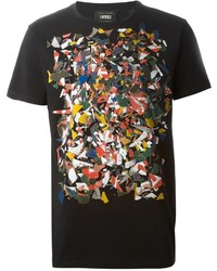 schwarzes bedrucktes T-Shirt mit einem Rundhalsausschnitt von Marc Jacobs