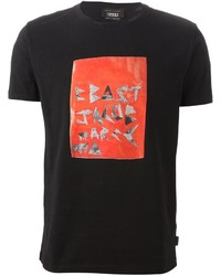 schwarzes bedrucktes T-Shirt mit einem Rundhalsausschnitt von Marc Jacobs