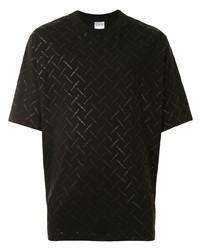 schwarzes bedrucktes T-Shirt mit einem Rundhalsausschnitt von Marcelo Burlon County of Milan