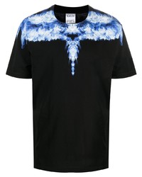 schwarzes bedrucktes T-Shirt mit einem Rundhalsausschnitt von Marcelo Burlon County of Milan