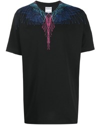 schwarzes bedrucktes T-Shirt mit einem Rundhalsausschnitt von Marcelo Burlon County of Milan