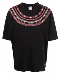 schwarzes bedrucktes T-Shirt mit einem Rundhalsausschnitt von Marcelo Burlon County of Milan