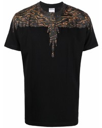 schwarzes bedrucktes T-Shirt mit einem Rundhalsausschnitt von Marcelo Burlon County of Milan