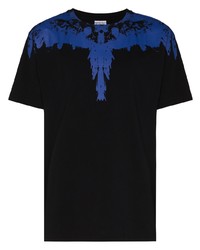 schwarzes bedrucktes T-Shirt mit einem Rundhalsausschnitt von Marcelo Burlon County of Milan