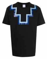 schwarzes bedrucktes T-Shirt mit einem Rundhalsausschnitt von Marcelo Burlon County of Milan