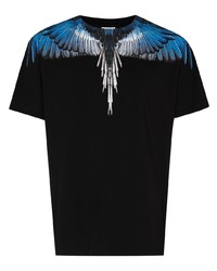 schwarzes bedrucktes T-Shirt mit einem Rundhalsausschnitt von Marcelo Burlon County of Milan