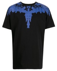 schwarzes bedrucktes T-Shirt mit einem Rundhalsausschnitt von Marcelo Burlon County of Milan