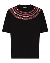 schwarzes bedrucktes T-Shirt mit einem Rundhalsausschnitt von Marcelo Burlon County of Milan