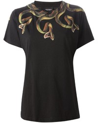 schwarzes bedrucktes T-Shirt mit einem Rundhalsausschnitt von Marcelo Burlon County of Milan