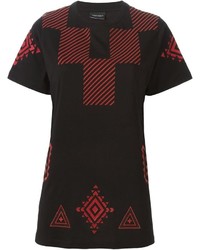 schwarzes bedrucktes T-Shirt mit einem Rundhalsausschnitt von Marcelo Burlon County of Milan