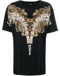 schwarzes bedrucktes T-Shirt mit einem Rundhalsausschnitt von Marcelo Burlon County of Milan