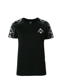 schwarzes bedrucktes T-Shirt mit einem Rundhalsausschnitt von Marcelo Burlon County of Milan