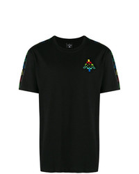 schwarzes bedrucktes T-Shirt mit einem Rundhalsausschnitt von Marcelo Burlon County of Milan