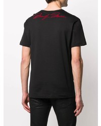 schwarzes bedrucktes T-Shirt mit einem Rundhalsausschnitt von Dolce & Gabbana