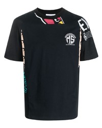 schwarzes bedrucktes T-Shirt mit einem Rundhalsausschnitt von Marine Serre