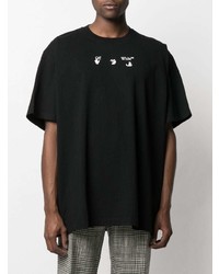 schwarzes bedrucktes T-Shirt mit einem Rundhalsausschnitt von Off-White