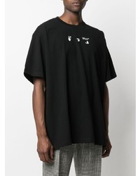 schwarzes bedrucktes T-Shirt mit einem Rundhalsausschnitt von Off-White