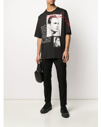 schwarzes bedrucktes T-Shirt mit einem Rundhalsausschnitt von Dolce & Gabbana