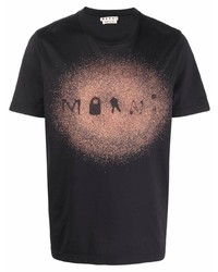 schwarzes bedrucktes T-Shirt mit einem Rundhalsausschnitt von Marni