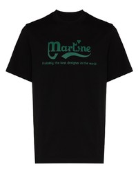 schwarzes bedrucktes T-Shirt mit einem Rundhalsausschnitt von Martine Rose